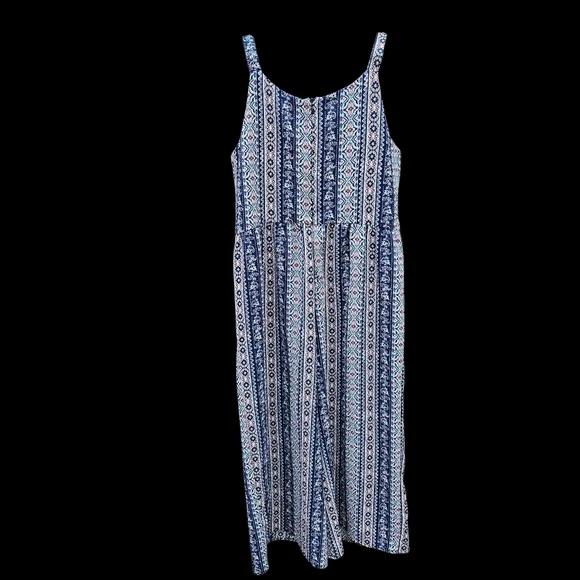 Knit Works Blue Patterned Sleeveless Jumpsuit Girls Size 14 - Picture 8 of 14